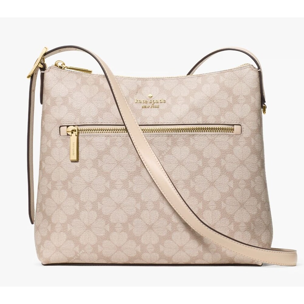 New Kate Spade Spade Flower Large Swingpack Buckle Crossbody Dark Beige Multi